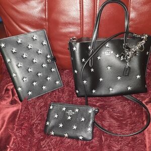 Coach Black Star-Embellished Tote Set